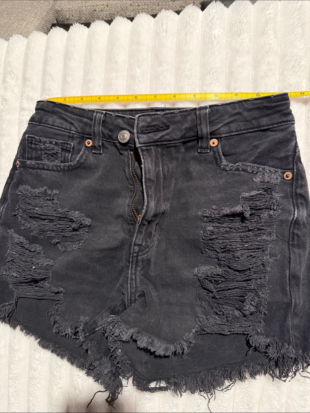 American Eagle Outfitters Black Distressed Jean Shorts